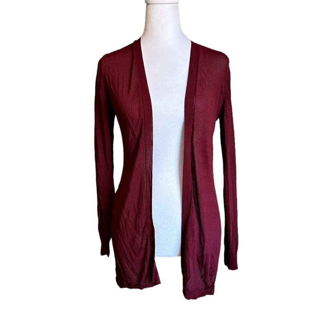 White House Black Market Wine Burgundy Open Front CARDIGAN Size XS
